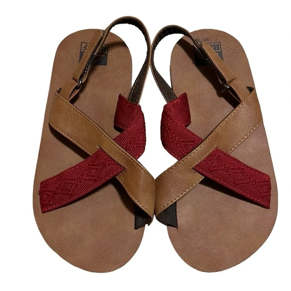 Reef Boys' Grom Crossover Sandal, Brown/Red Size 2/3